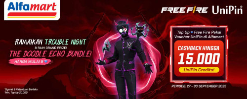 Ramaikan Suasana Chaos Trouble Night! Top Up Free Fire Pakai Voucher UniPin di Alfamart, Dapatkan 15Ribu UniPin Credits!